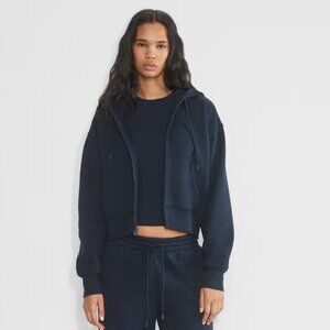 Aritzia Cozy Sweatfleece Boyfriend Boxy Zip Hoodie Admiral Blue Medium NWOT